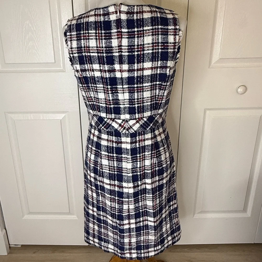 Brooks Brothers Dress Womens 8 Blue Tartain Plaid Sheath Sleeveless Lined Career - Picture 2 of 12